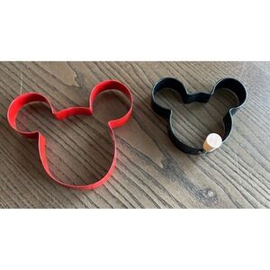 Disney Mickey Mouse Cookie Cutter and Egg Pancake Ring Set Red Black 2pc